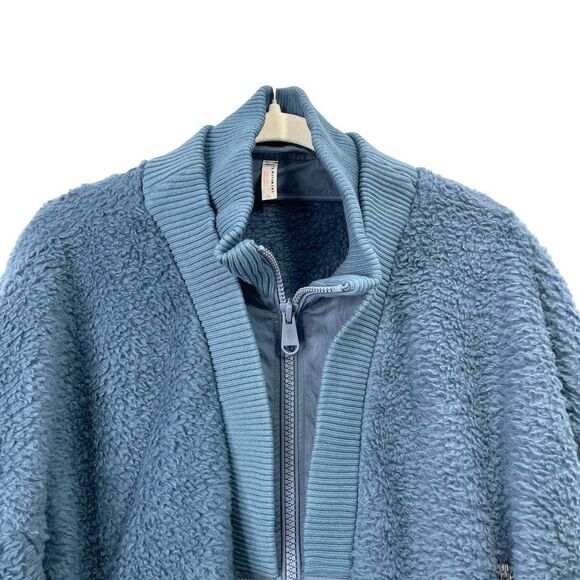 Free People Gear Up Sherpa teddy Jacket Size L blue - Picture 3 of 11